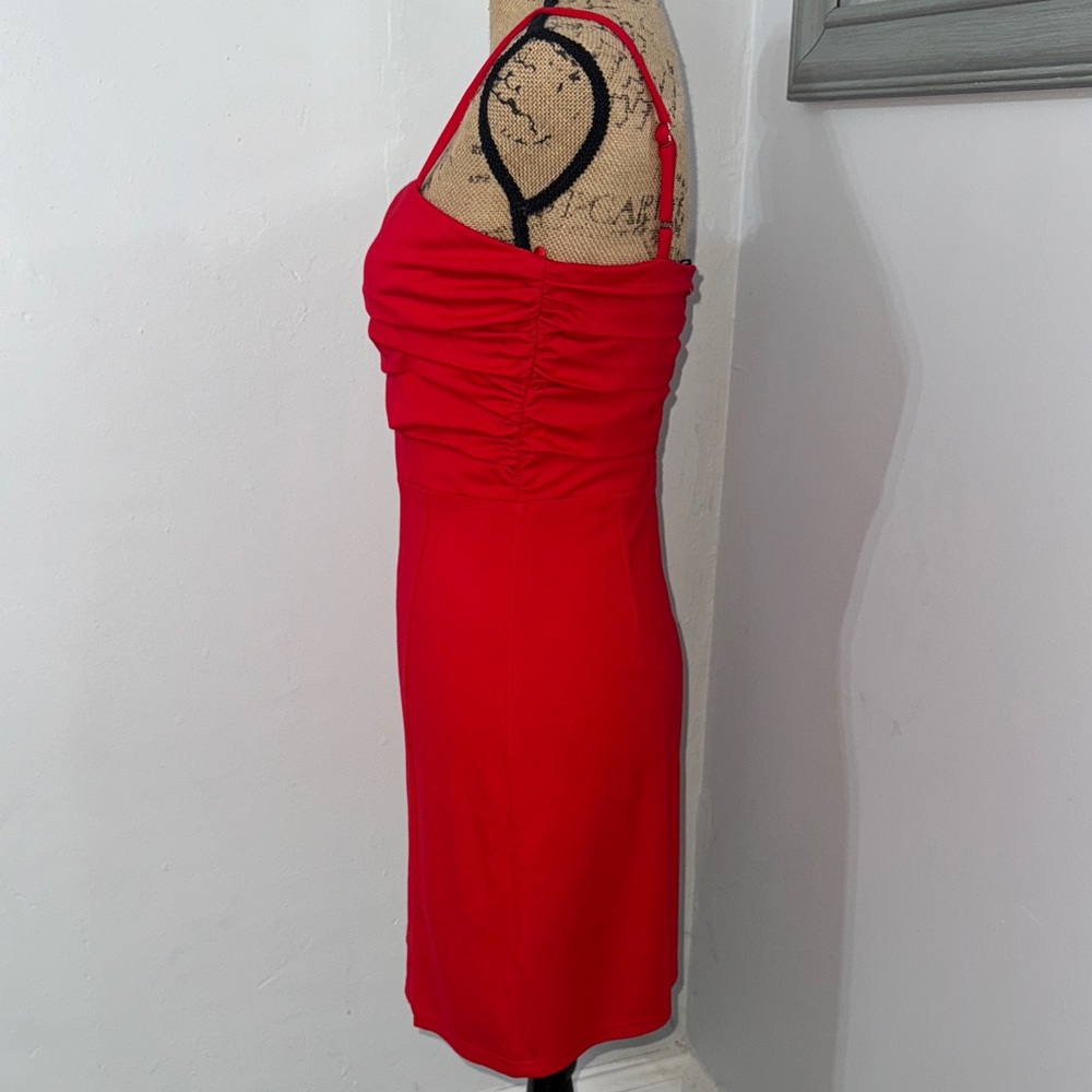 White Birch Bold Red Ruched Mini Dress - Picture 4 of 10